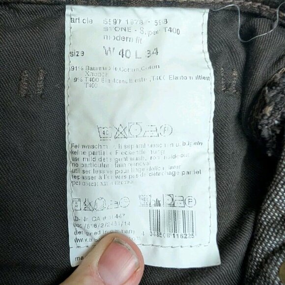 ALBERTO Mens Black Revolution Denim Stretch Modern Fit Super T400 Jeans 40x34 - Picture 15 of 16